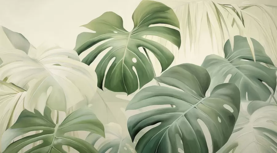 Papier peint photo Monstera, feuilles de palmier w05909