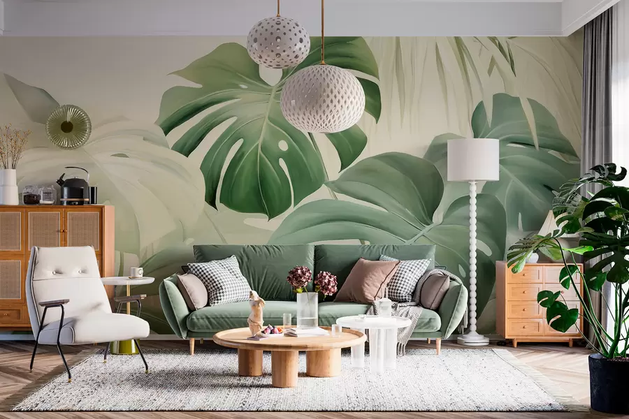 Fotobehang Monstera, palmbladeren w05909