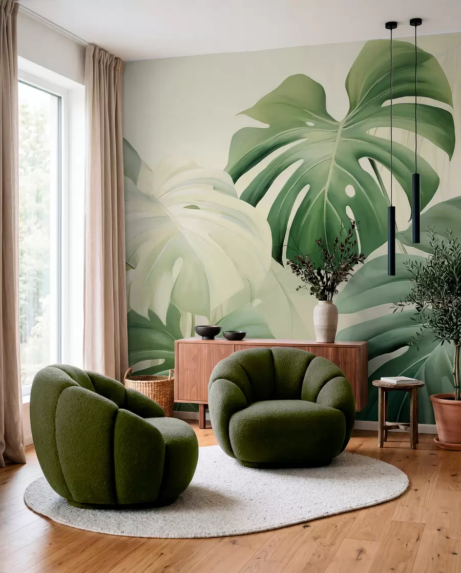 Fotobehang Monstera in groen w05909