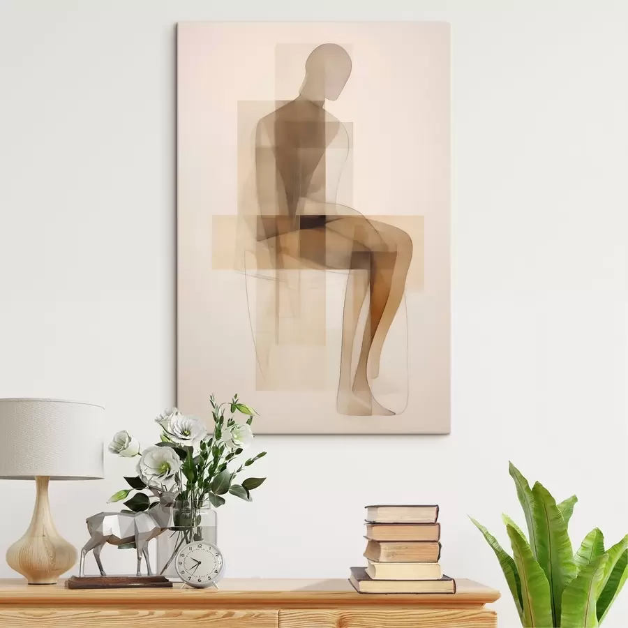  Peintures Silhouette assise abstraite, imitation de peinture s50770