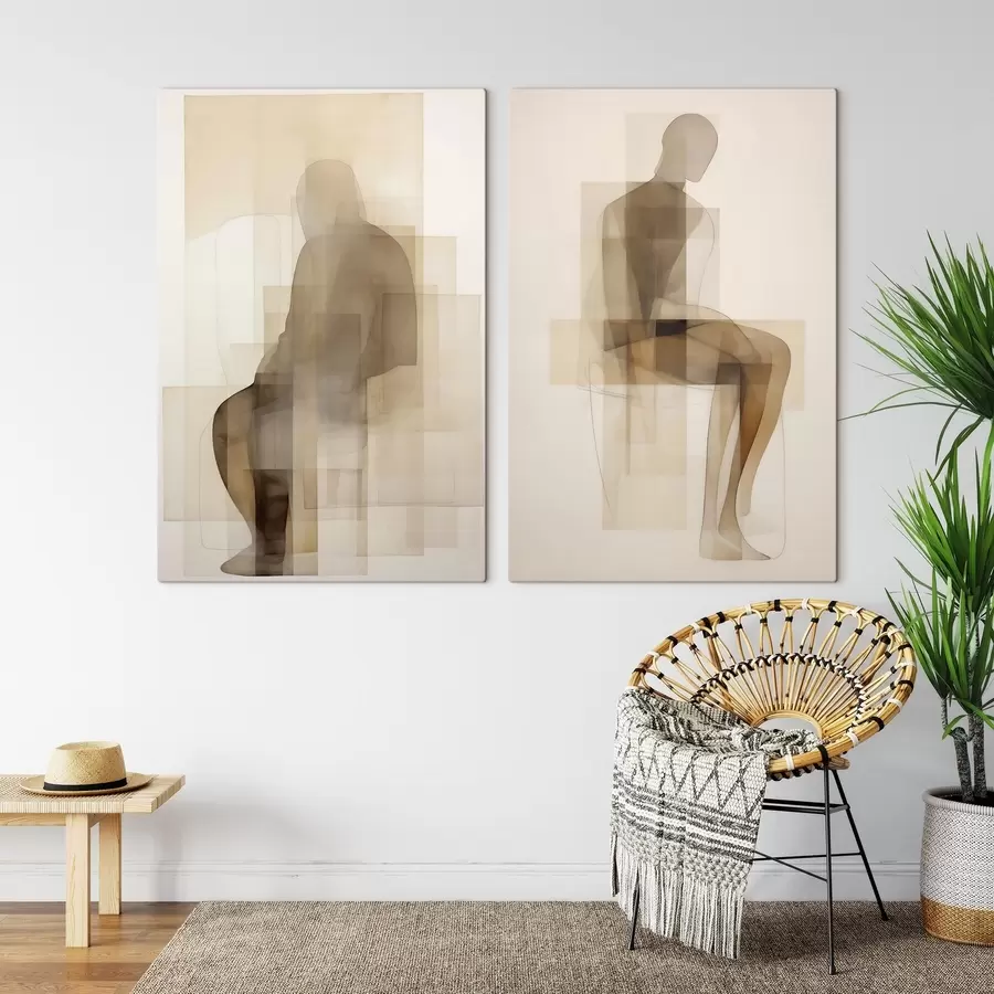  Peintures Silhouette assise abstraite, imitation de peinture m31006