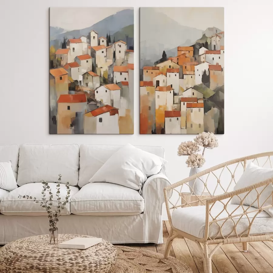  Peintures Maisons abstraites, imitation d’un tableau m31007