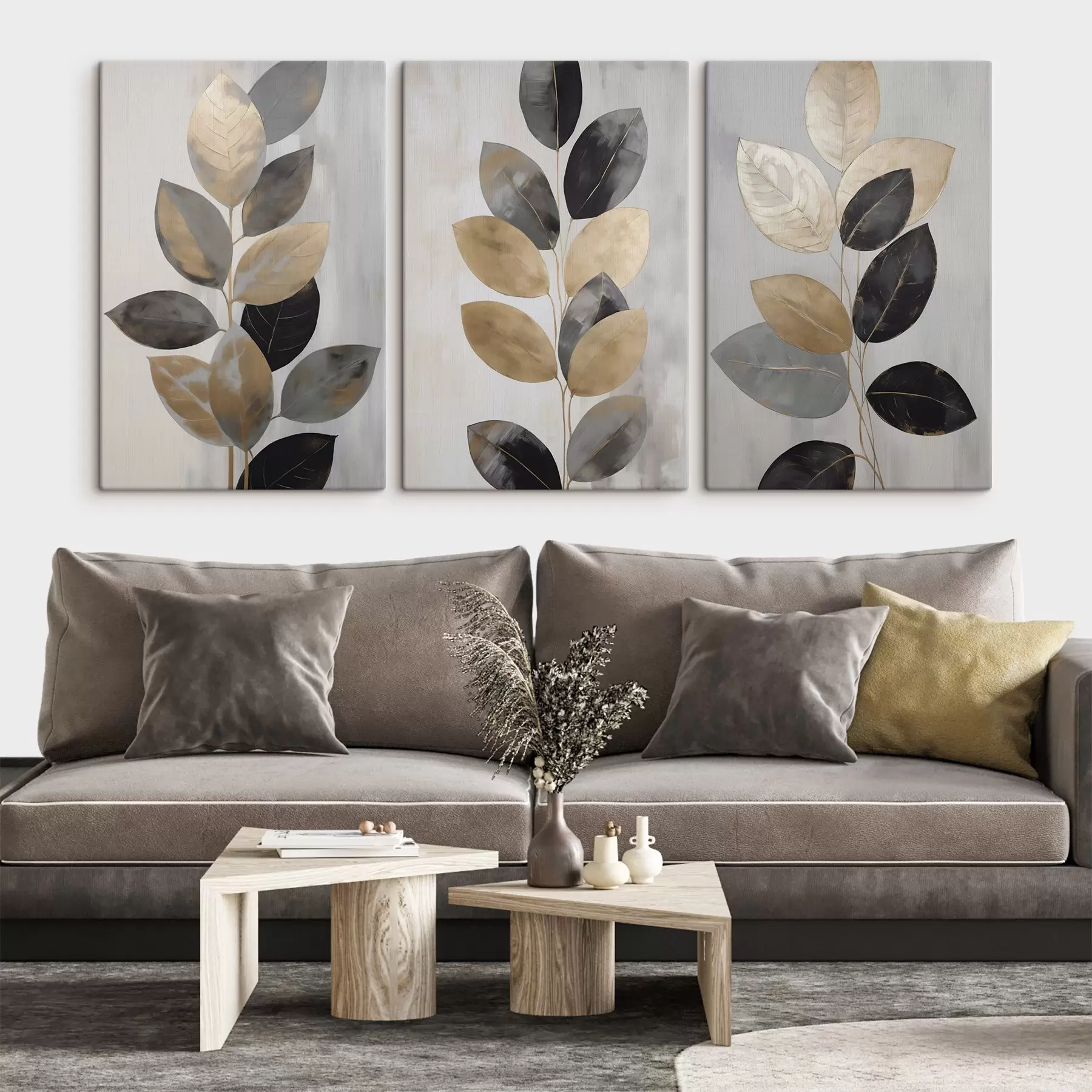  Peintures Branche décorative avec des feuilles, peinture imitation m31010