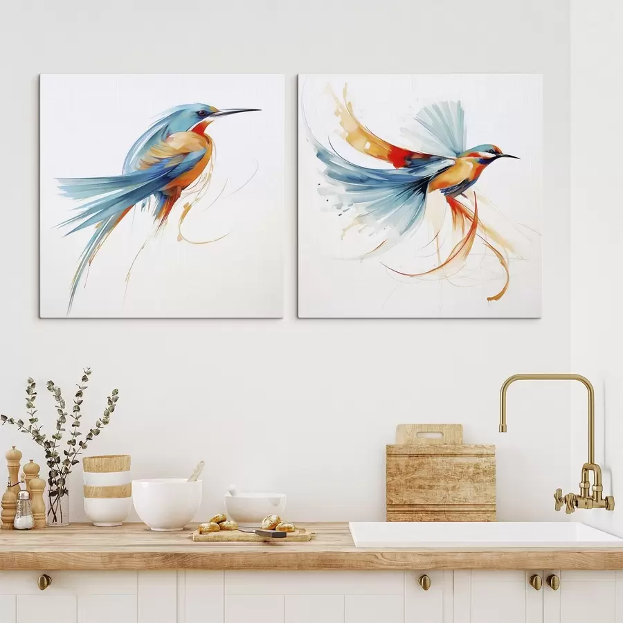 Fotobehang Abstracte vogel, imitatie van een schilderij m31012