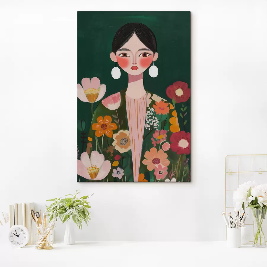  Peintures Une jeune fille parmi les fleurs s50814
