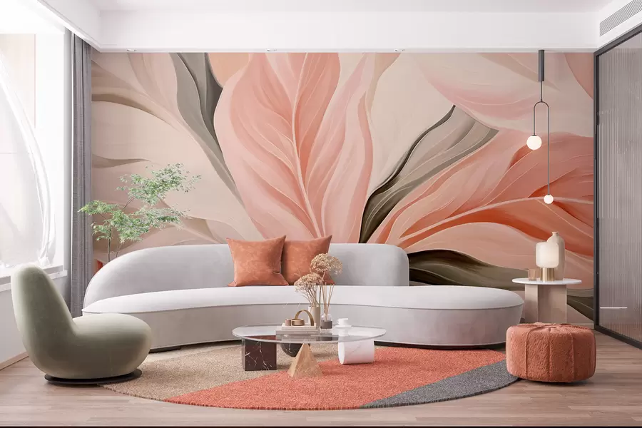 Fotobehang Scherpe, abstracte bladeren w05915