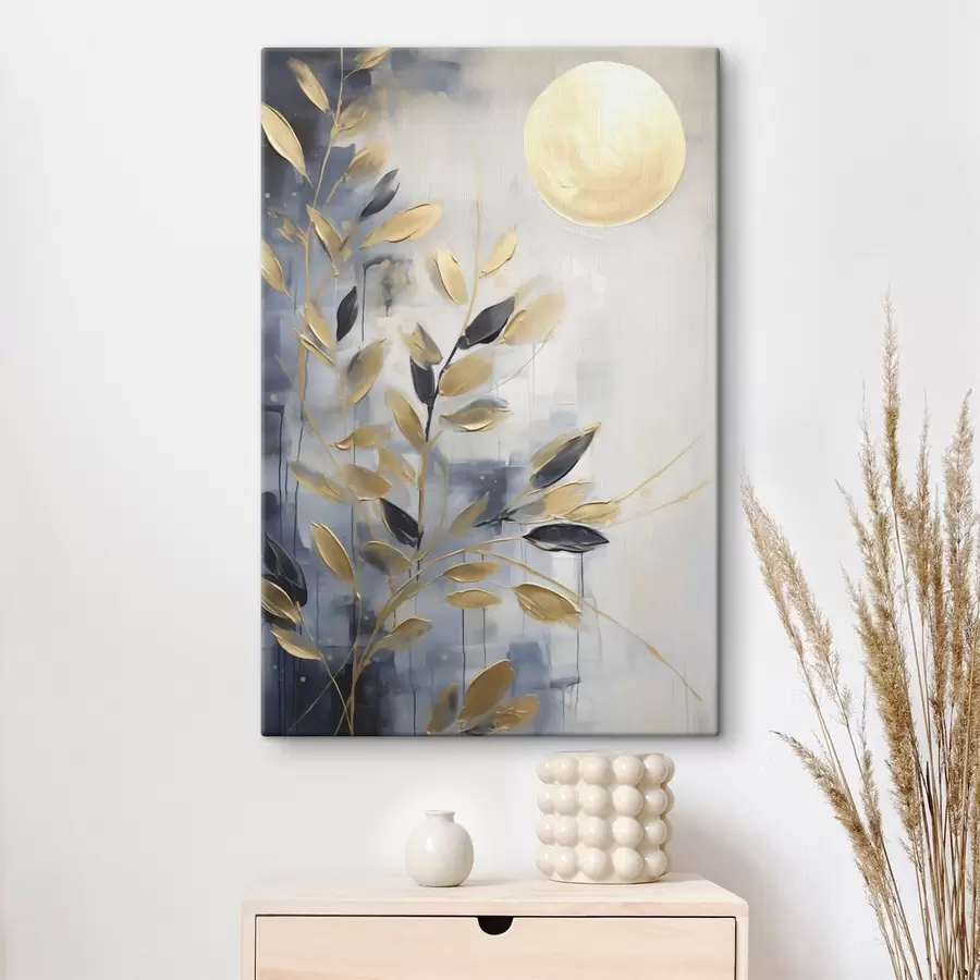  Peintures Branches abstraites avec des feuilles, imitation d'un tableau s50842
