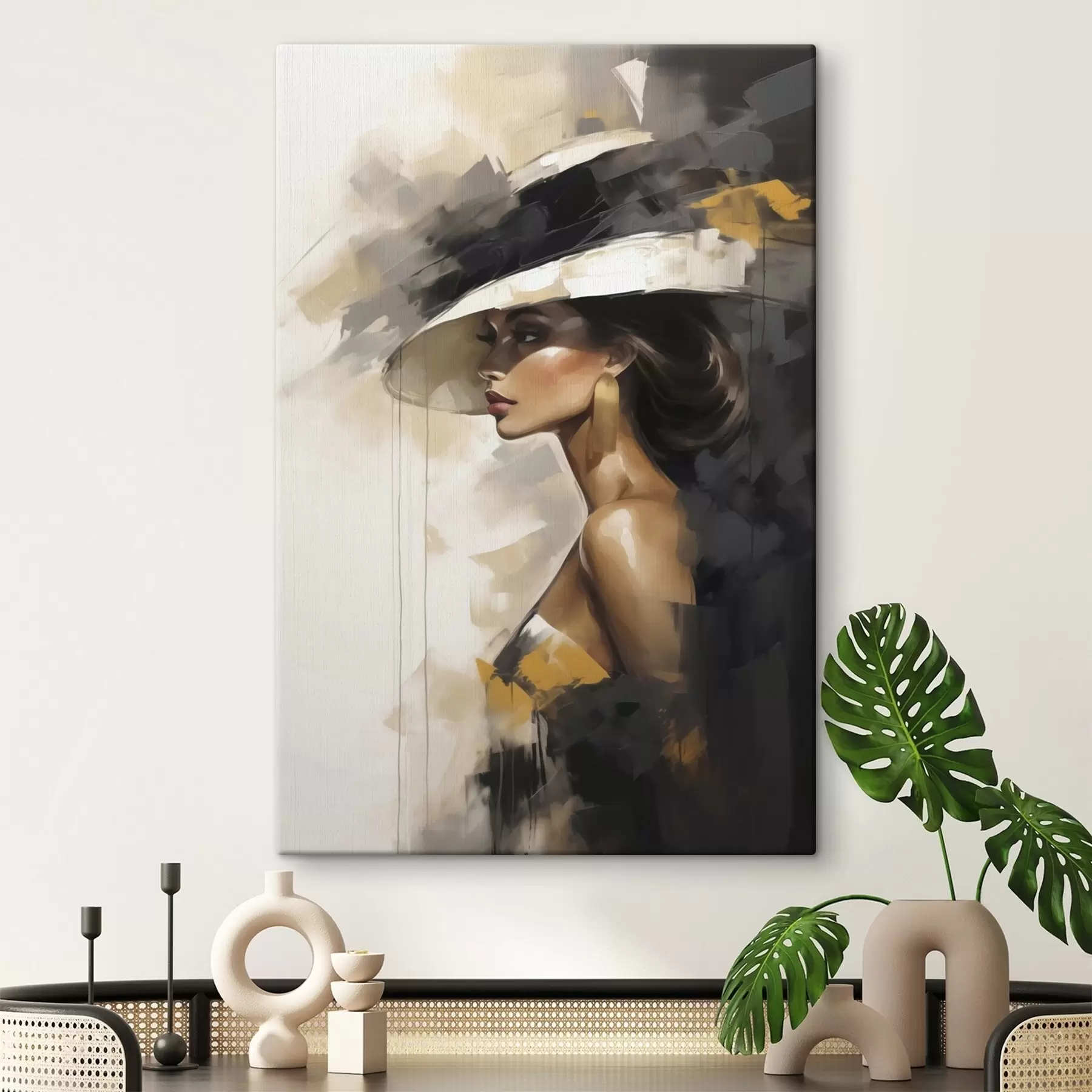  Peintures Sous le large bord du chapeau s50845