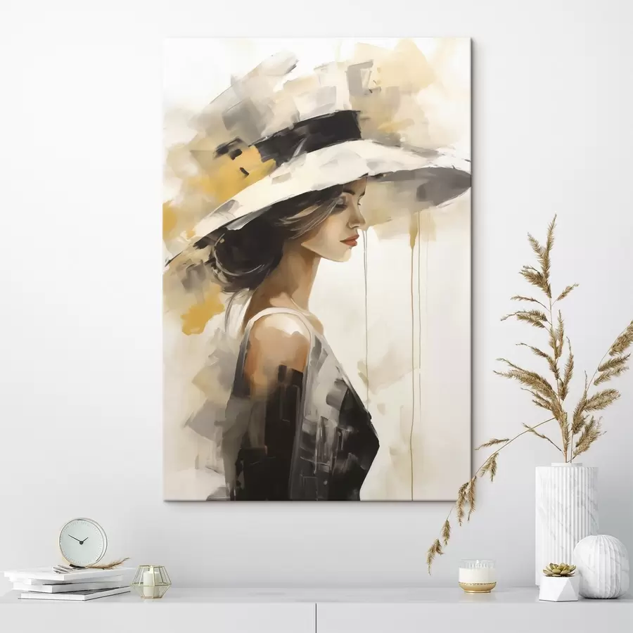  Peintures Jeune femme au chapeau, reproduction d'un tableau s50846