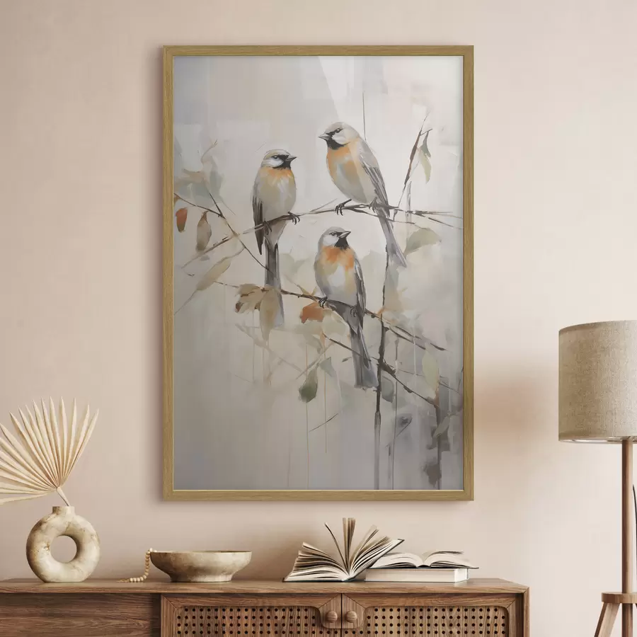 Papier peint photo Petits oiseaux, peinture d'imitation f50839