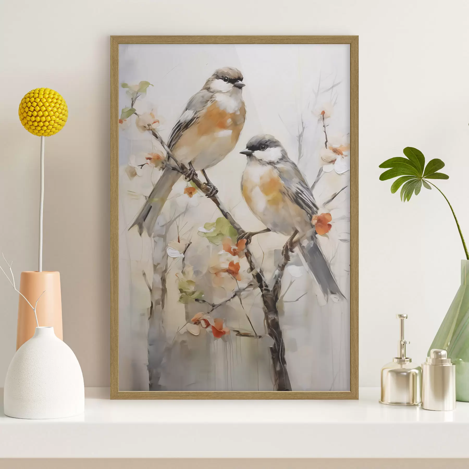 Papier peint photo Oiseaux abstraits, imitation d'un tableau f50840