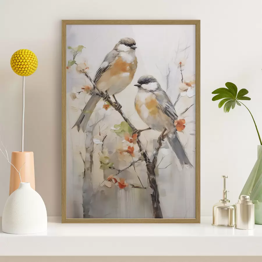Papier peint photo Oiseaux abstraits, imitation d'un tableau f50840