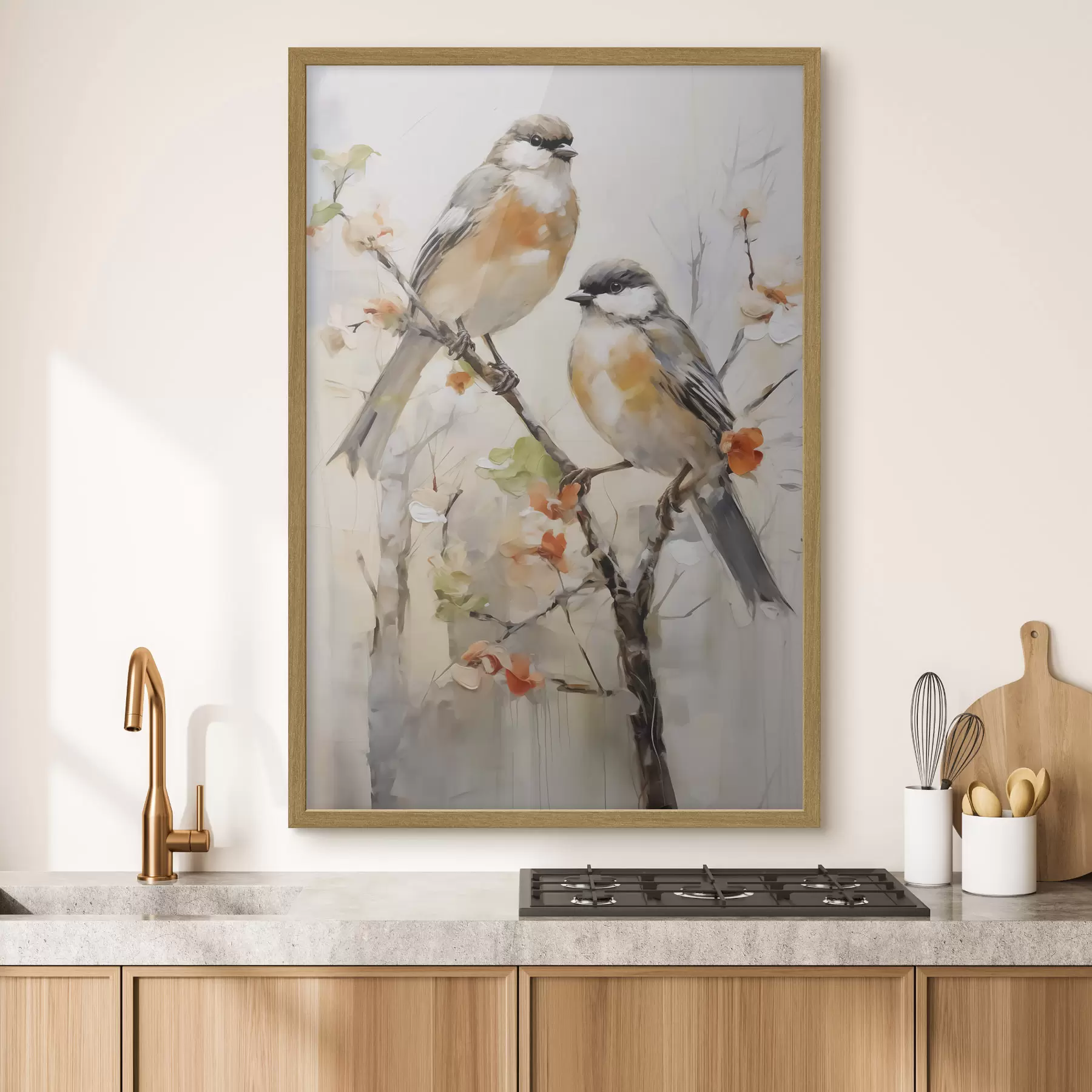 Papier peint photo Oiseaux abstraits, imitation d'un tableau f50840
