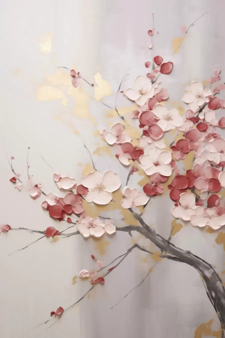 Papier peint photo Fleurs abstraites sur une branche, style « imitation peinture » f50843