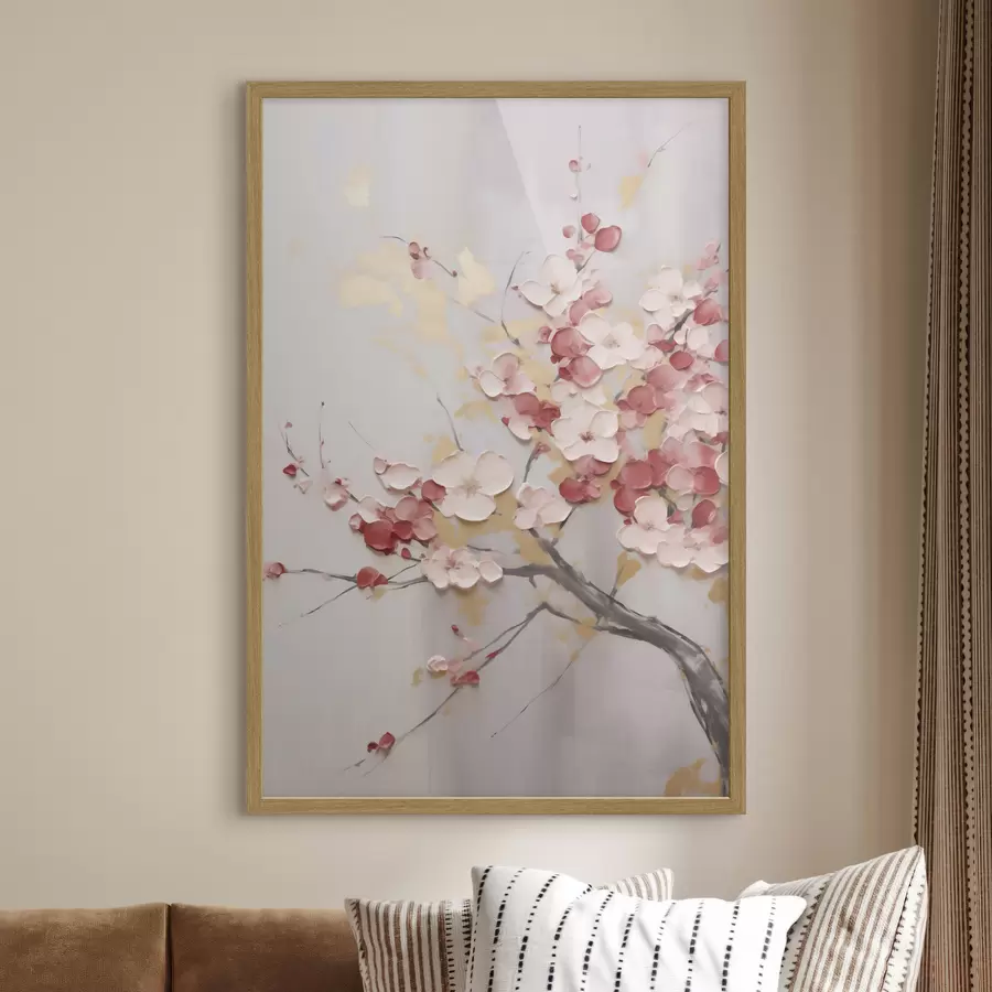 Papier peint photo Fleurs abstraites sur une branche, style « imitation peinture » f50843