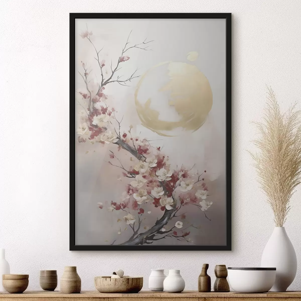 Affiche Fleurs abstraites sur un arbre, peinture d'inspiration abstraite f50844