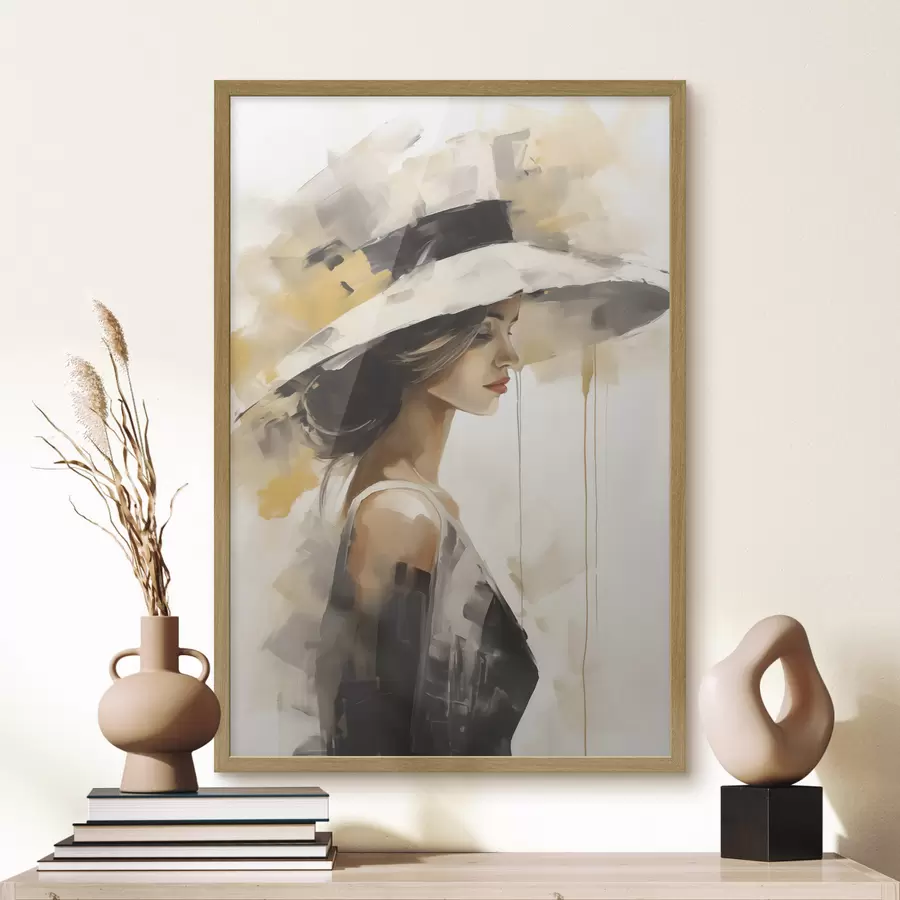 Papier peint photo Jeune femme au chapeau, reproduction d'un tableau f50846