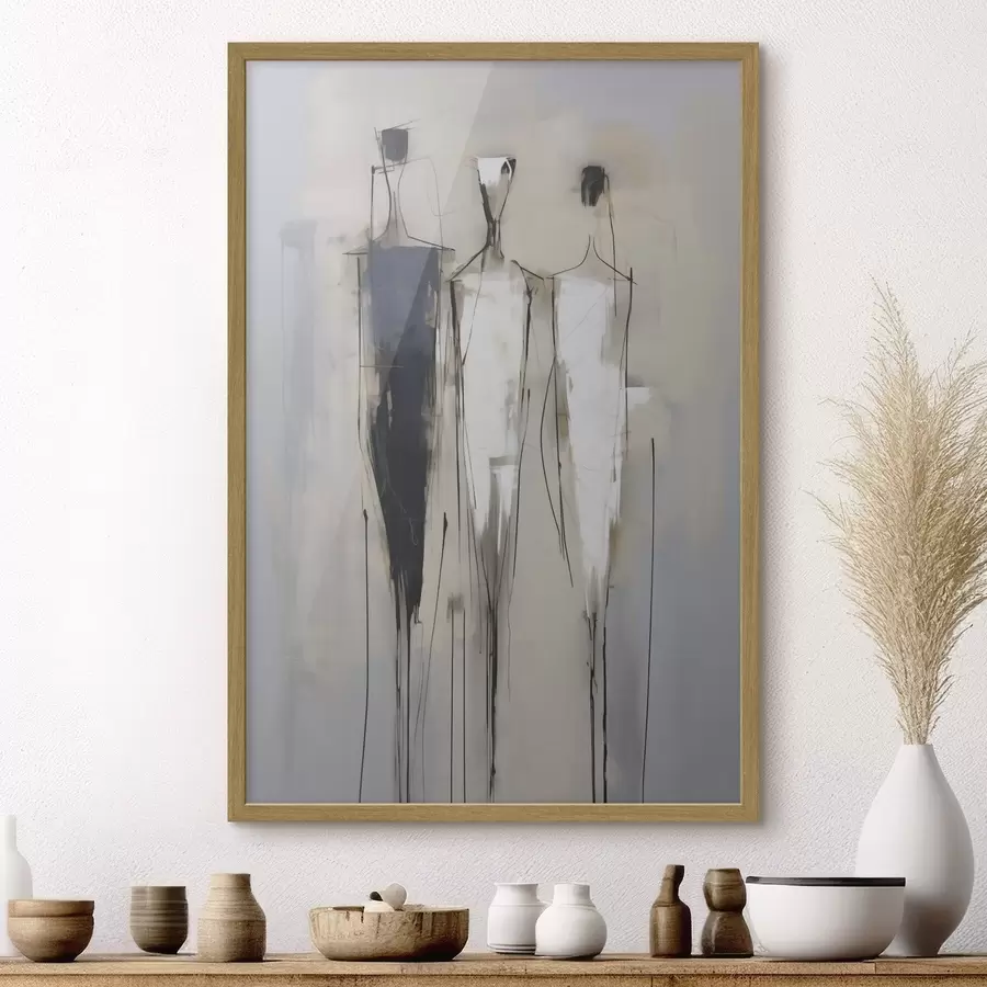 Papier peint photo Silhouettes abstraites, imitation de la peinture f50849