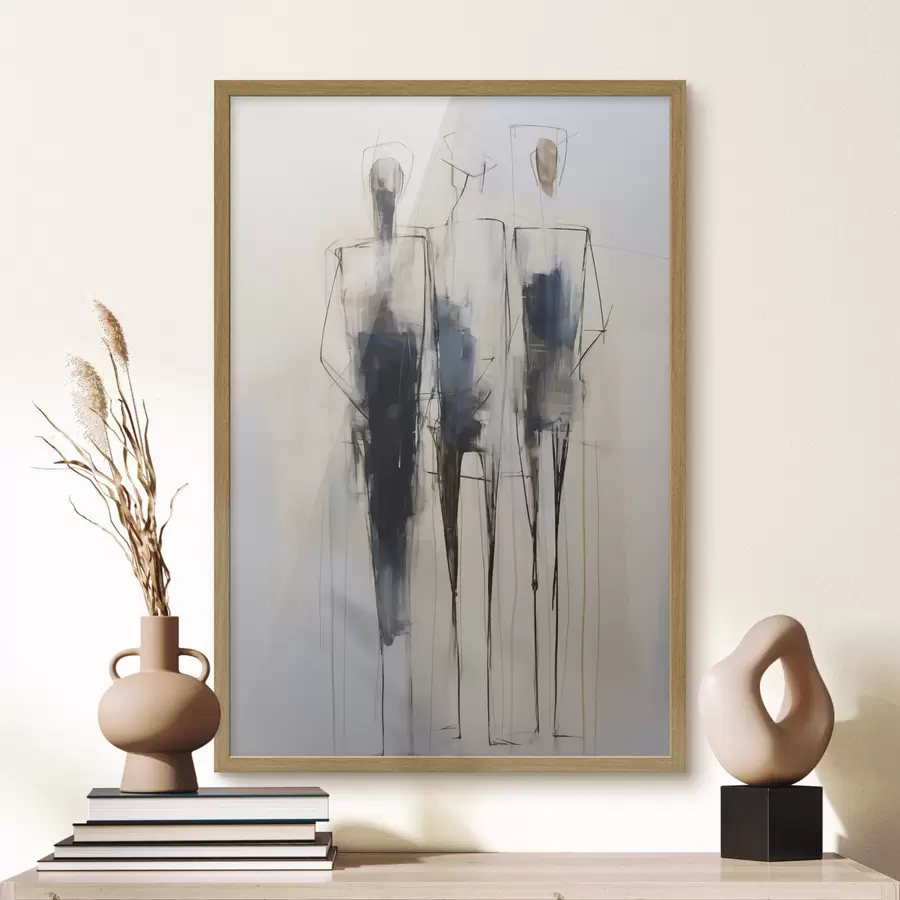 Papier peint photo Silhouettes abstraites, imitation de la peinture f50850