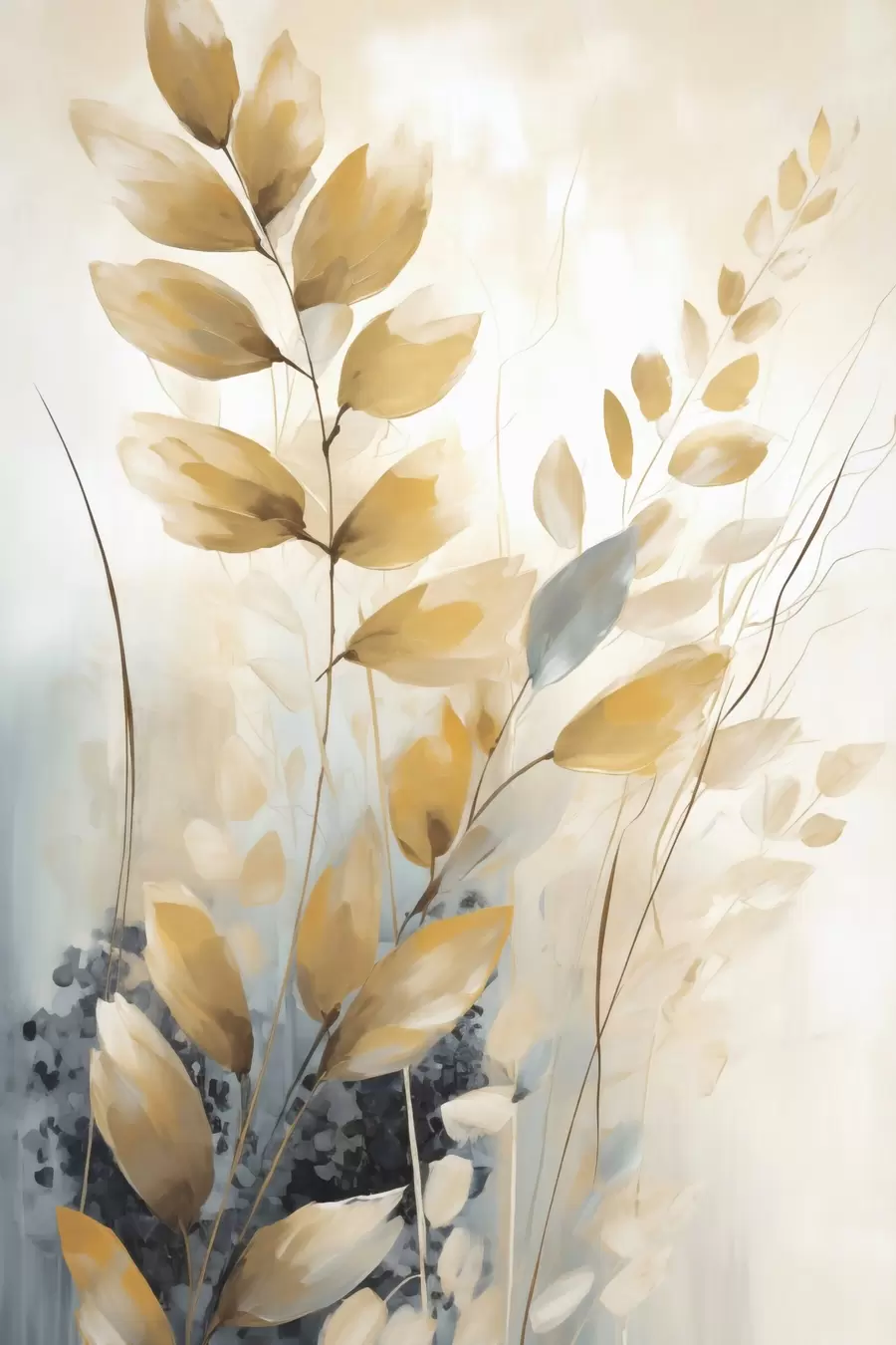 Papier peint photo Branche avec des feuilles, peinture décorative f50851