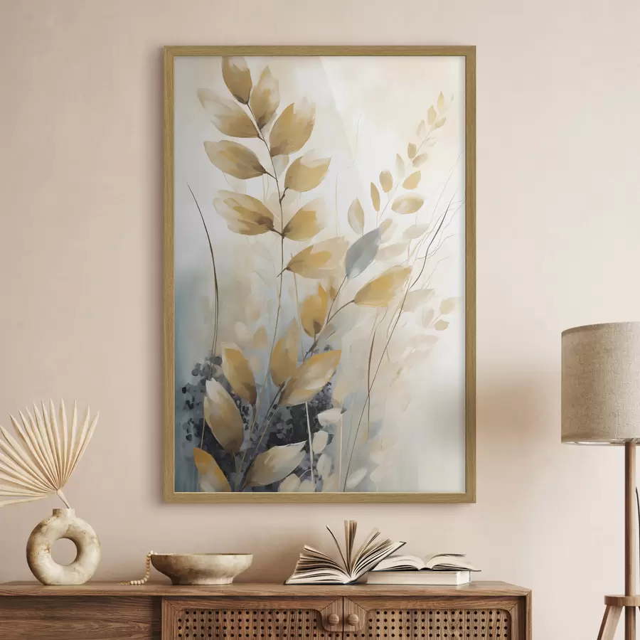 Papier peint photo Branche avec des feuilles, peinture décorative f50851