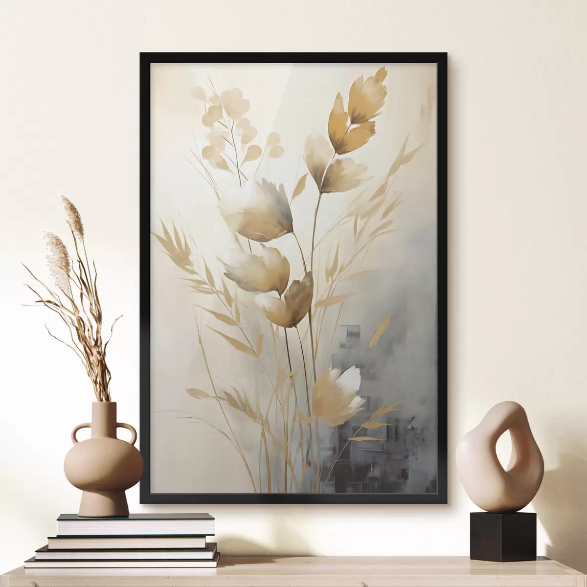 Affiche Branche décorative avec des feuilles, peinture imitation f50852