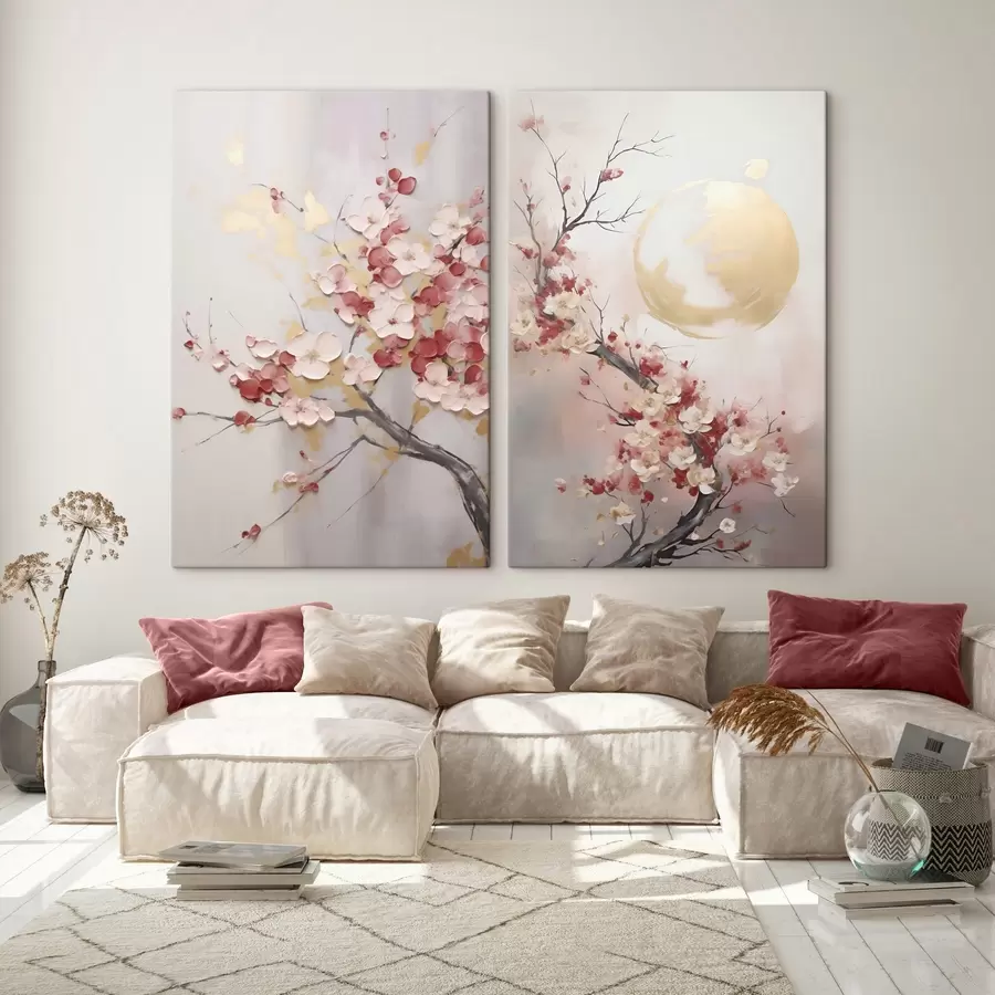  Peintures Fleurs abstraites sur une branche, style « imitation peinture » m31025