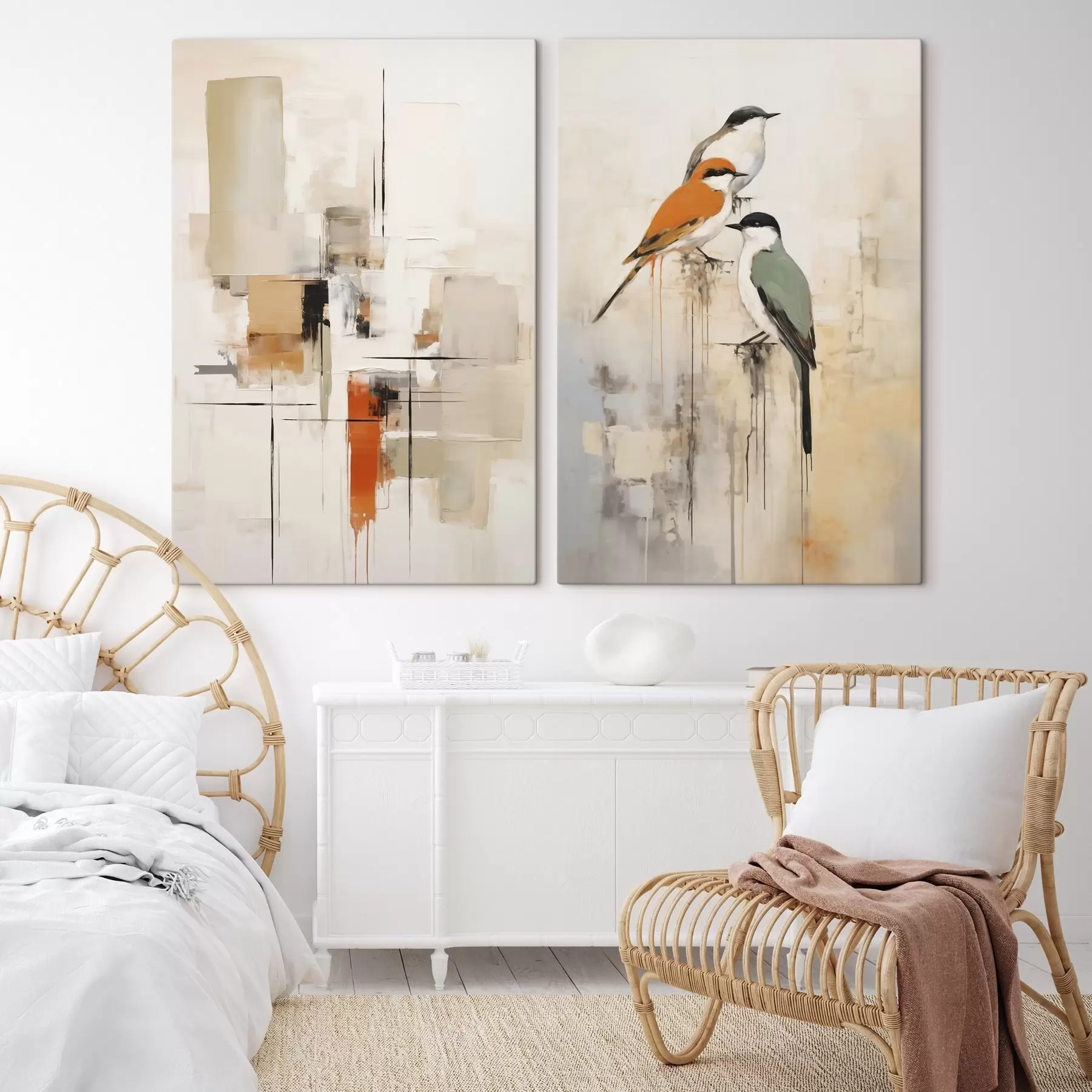 Peintures Abstraction et oiseaux, imitation de la peinture m31027