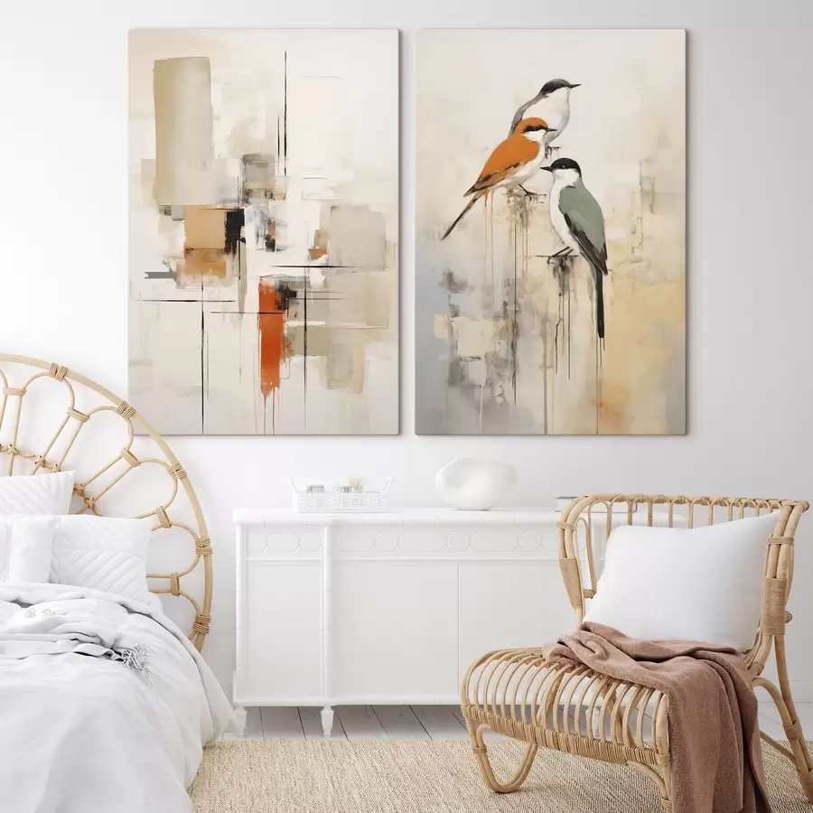  Peintures Abstraction et oiseaux, imitation de la peinture m31027