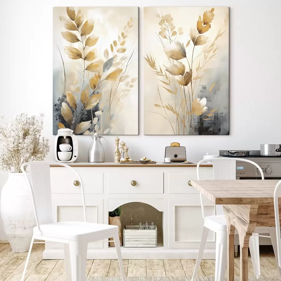  Peintures Branche décorative avec des feuilles, peinture imitation m31029