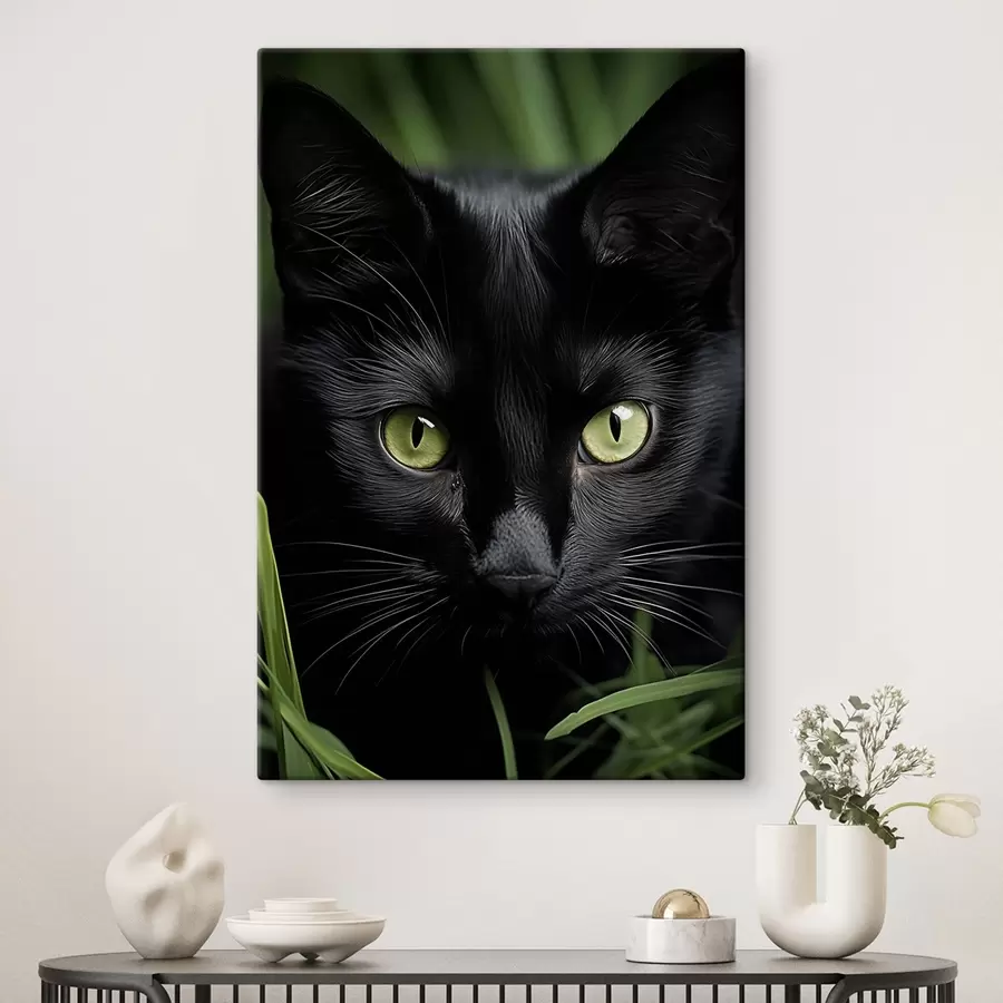  Peintures Le regard du chat noir sous les tropiques s50761