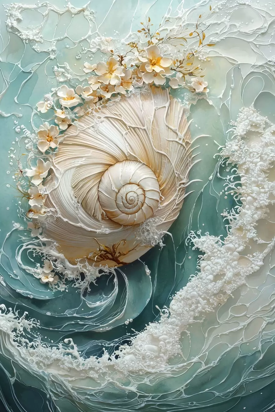 Papier peint photo Coquillage nacré « Vague de mer » f50741