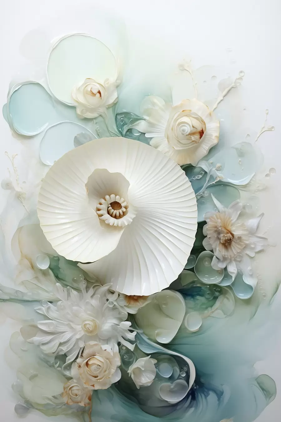 Papier peint photo Nénuphar blanc dans des eaux émeraude f50742
