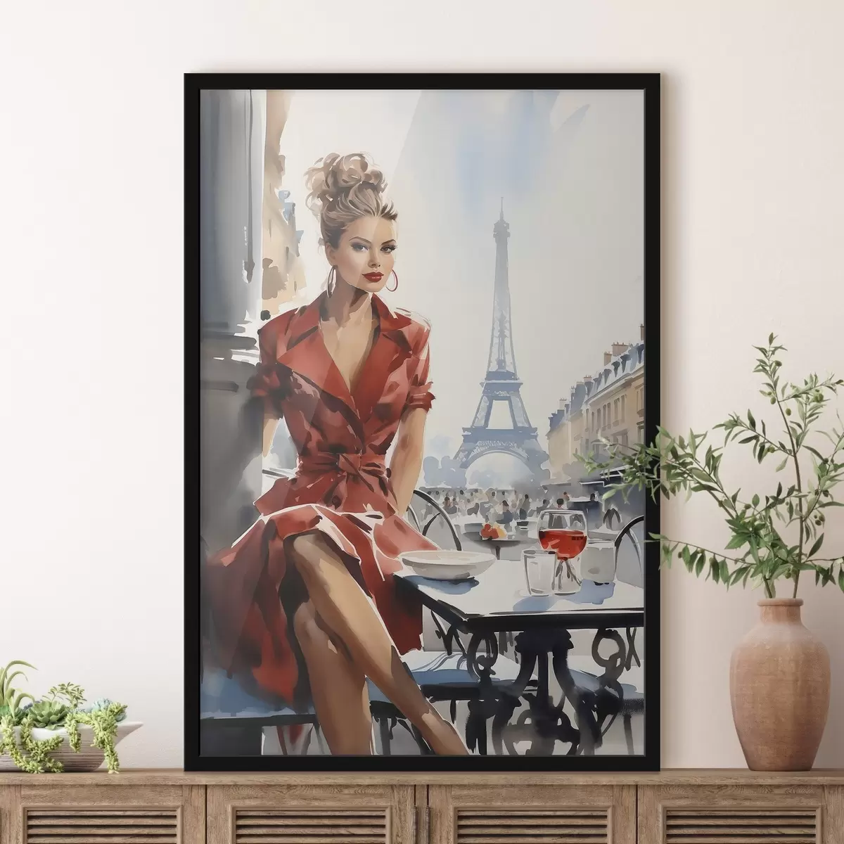 Poster Een Parijs silhouet bij de Eiffeltoren f50746