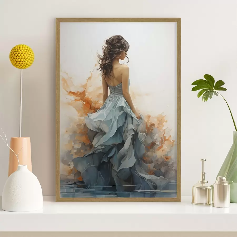 Papier peint photo Femme en robe bleue vaporeuse f50747