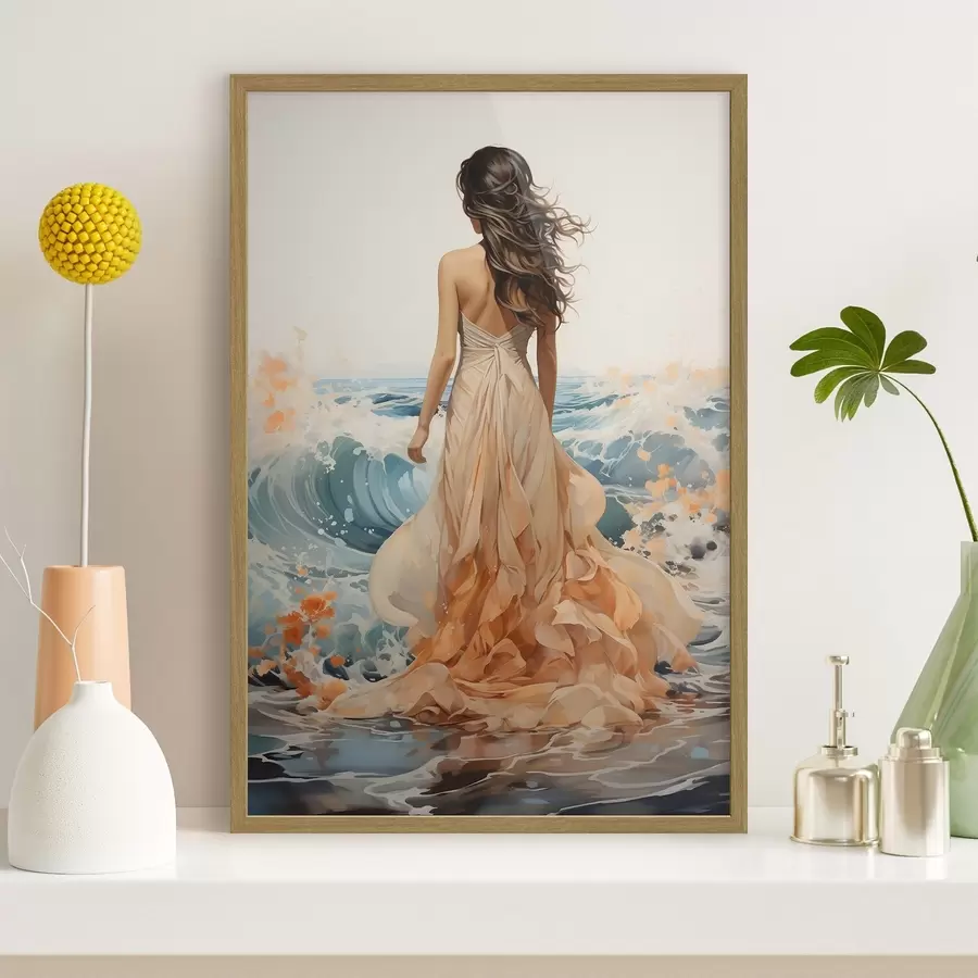Fotobehang Avondwandeling langs de zee f50748