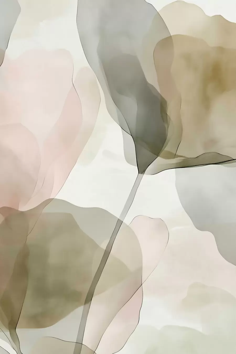 Papier peint photo Art botanique raffiné aux tons pastel f50751