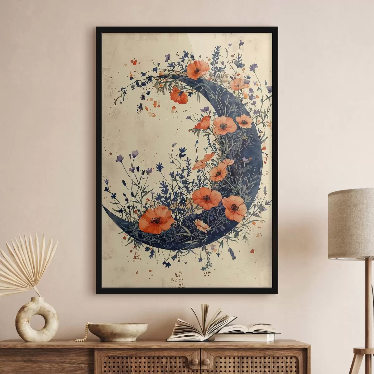 Affiche Croissant de lune aux fleurs sauvages f50753