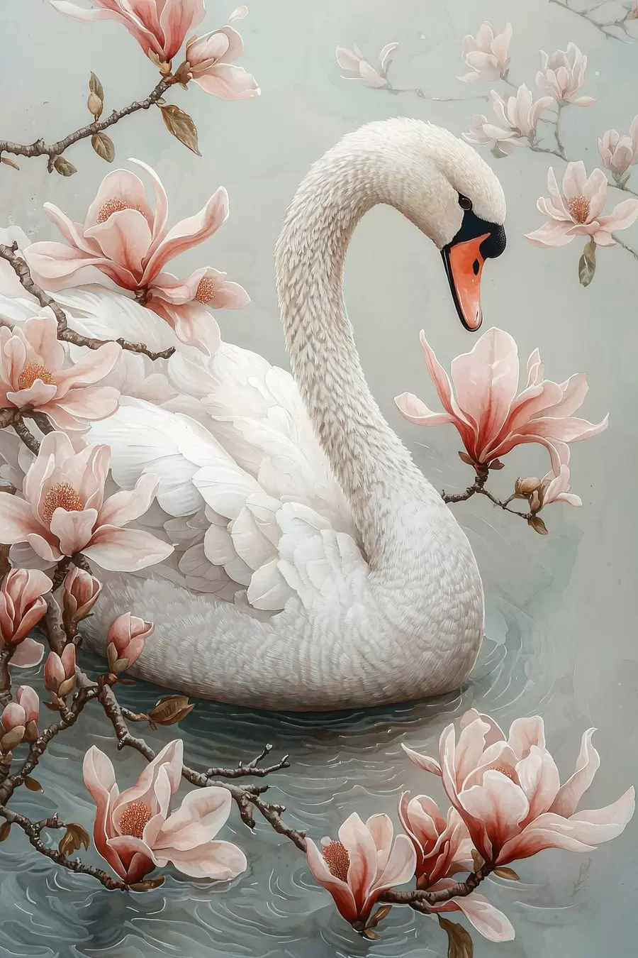 Papier peint photo La grâce de Blanche-Neige au bord de l'eau f50754