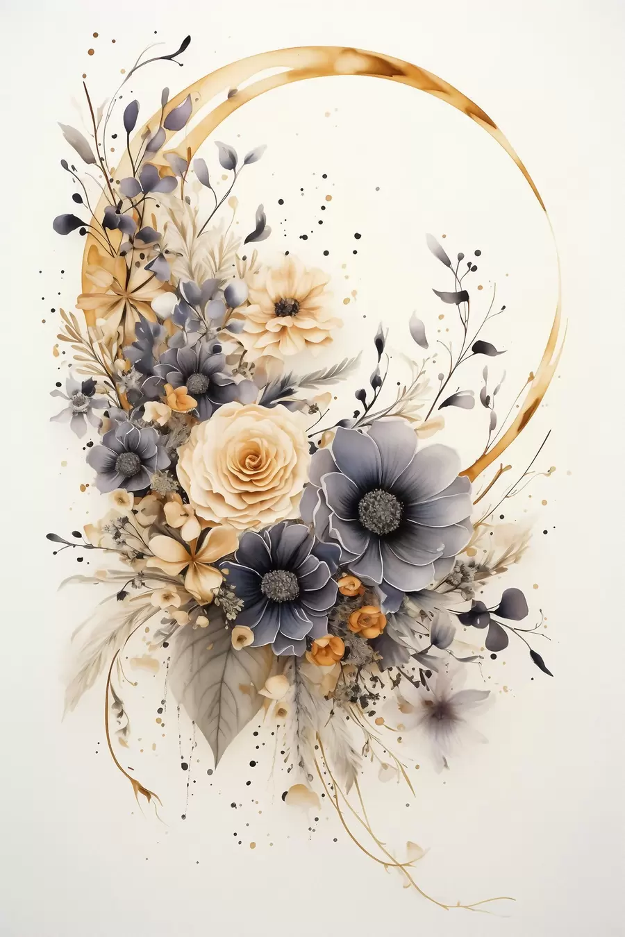 Papier peint photo Couronne de fleurs sur fond clair f50756