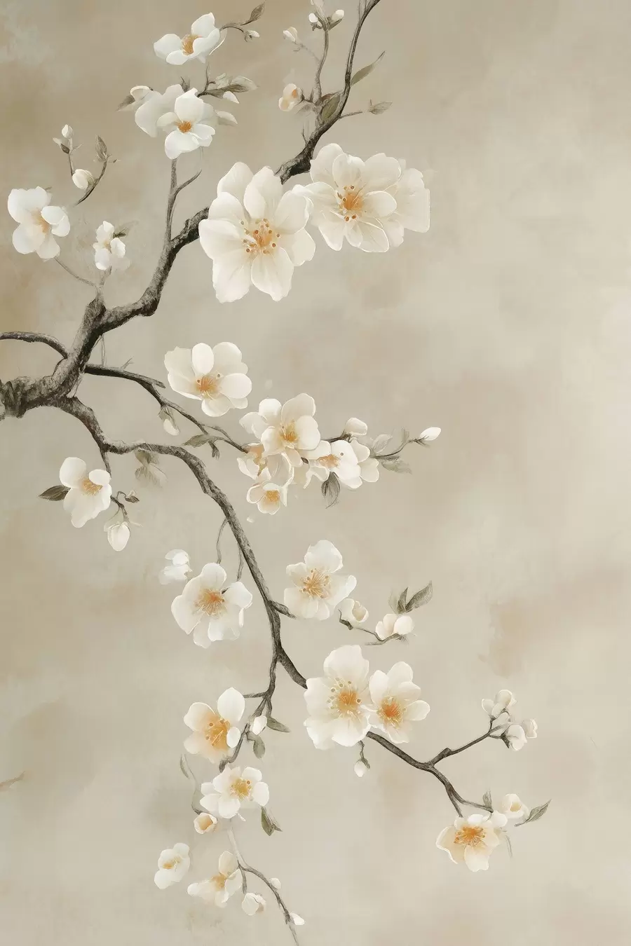 Papier peint photo Branches blanches en fleurs f50758