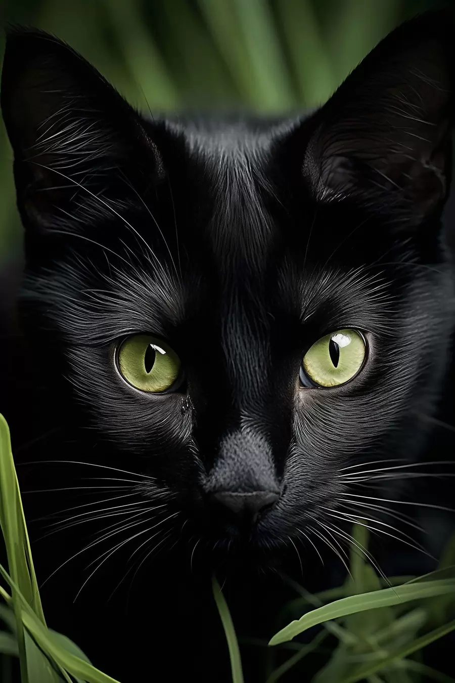 Papier peint photo Le regard du chat noir sous les tropiques f50761