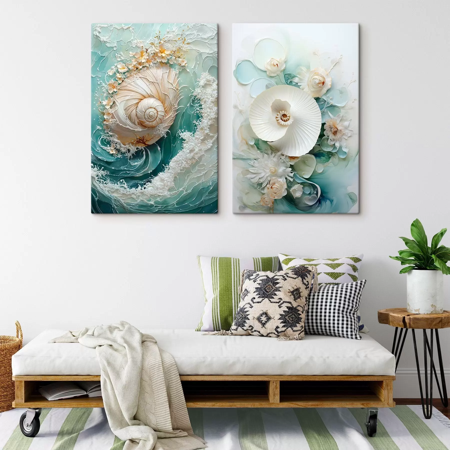  Schilderijen Zeeschaal en witte waterlelie m30998