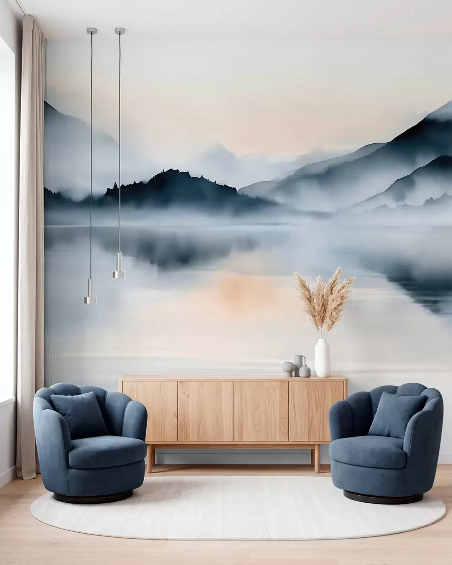 Fotobehang Meer in aquarel w10078