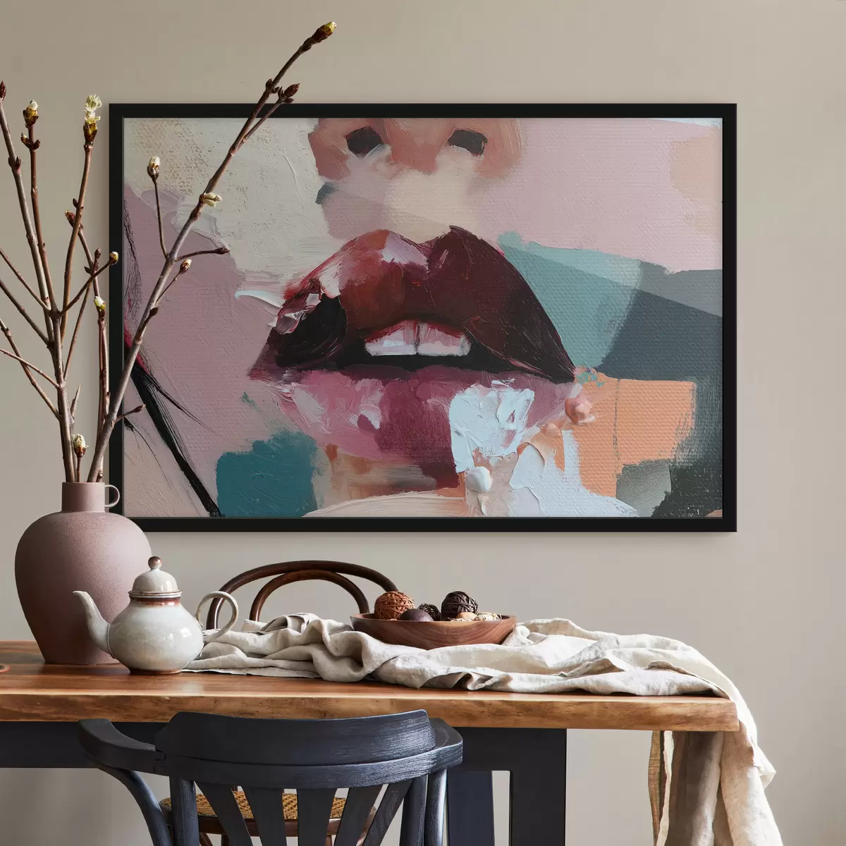 Affiche Des lèvres maquillées au rouge à lèvres f50896