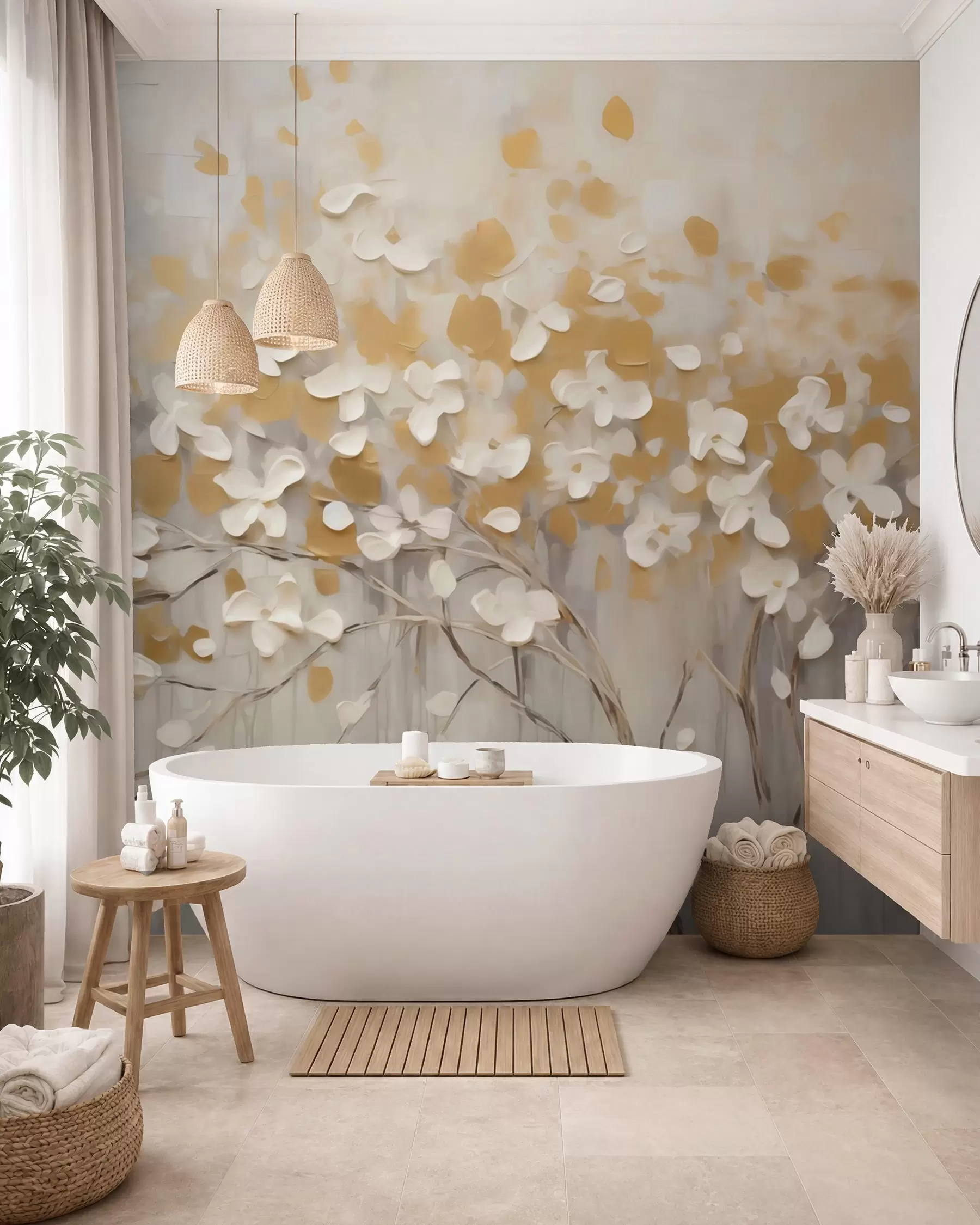 Papier peint photo Floraison dorée w05951