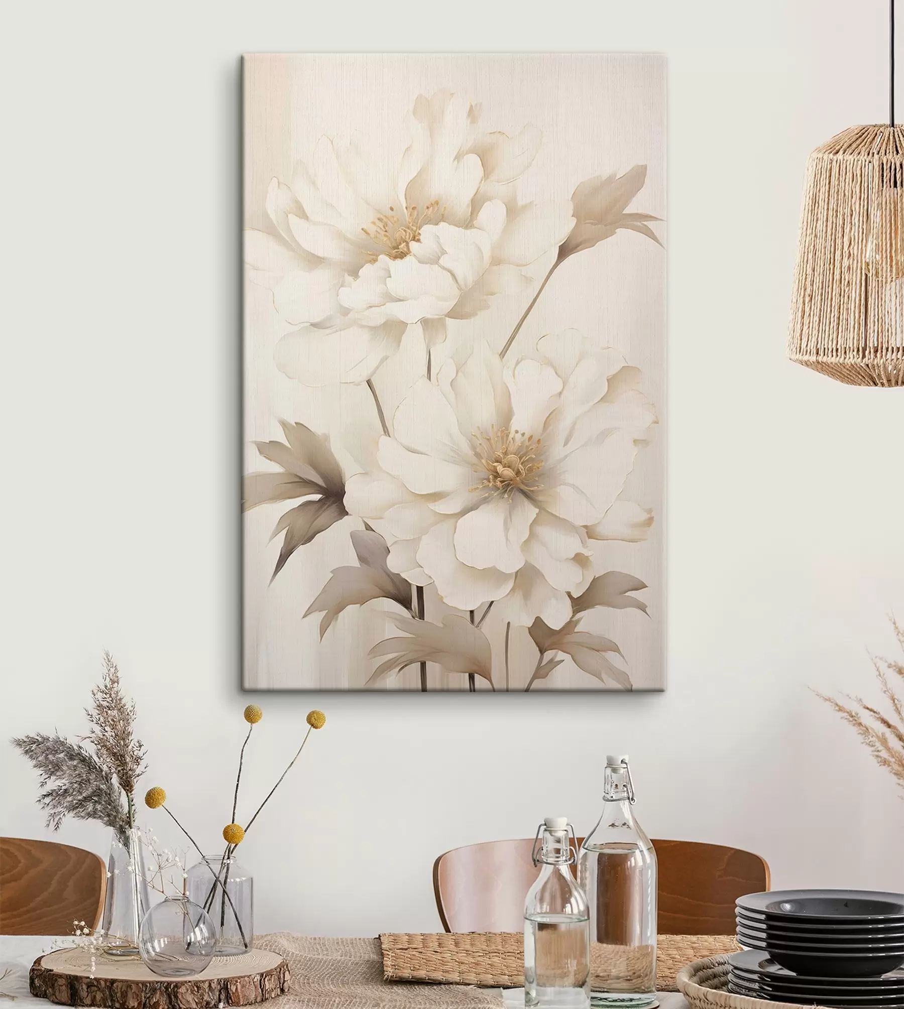 Peintures Fleurs ivoire en douce lumière s50912