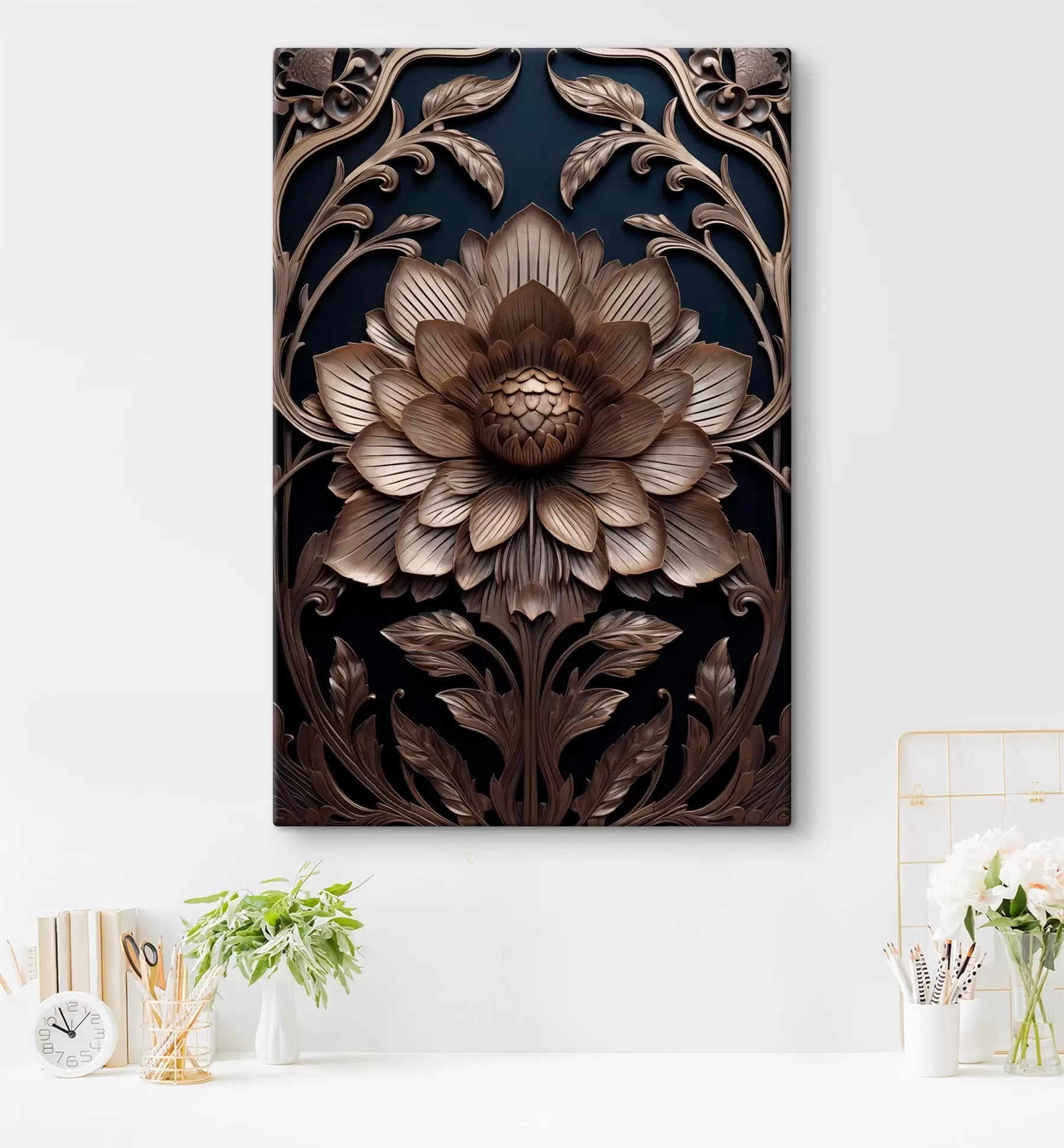  Peintures Médaillon à fleur de bronze s50919