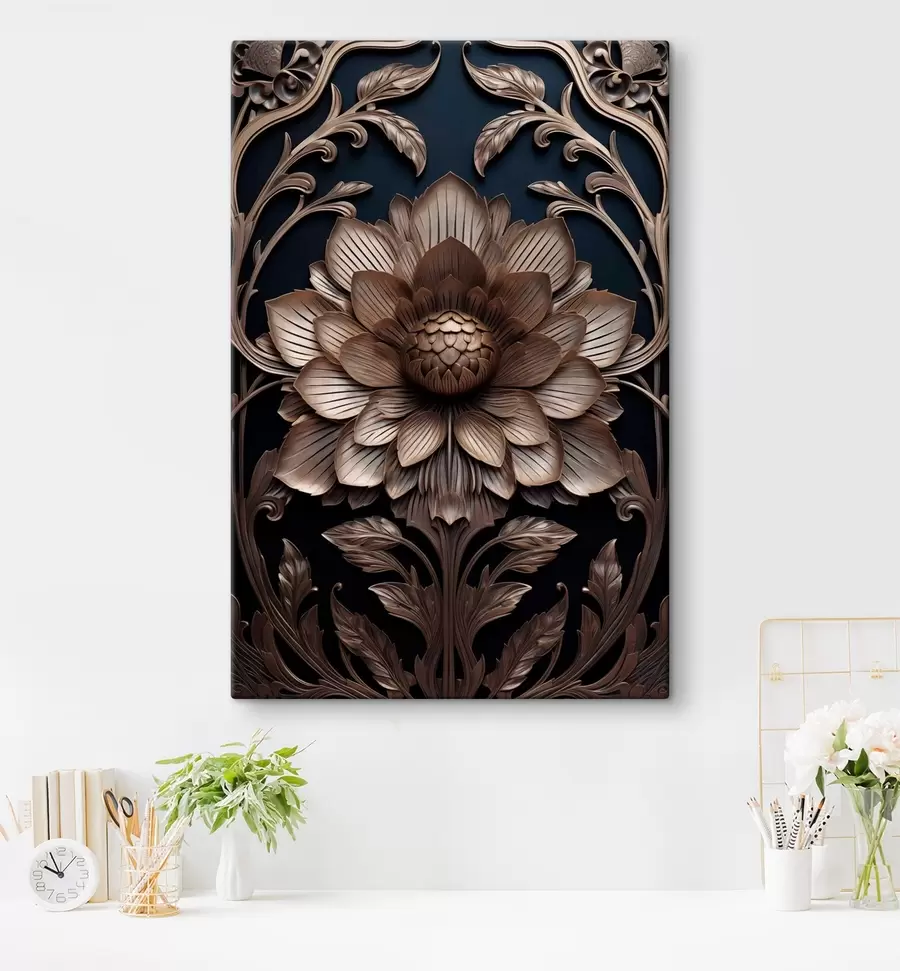 Fotobehang Gesneden monogram met 3D-bloem s50919