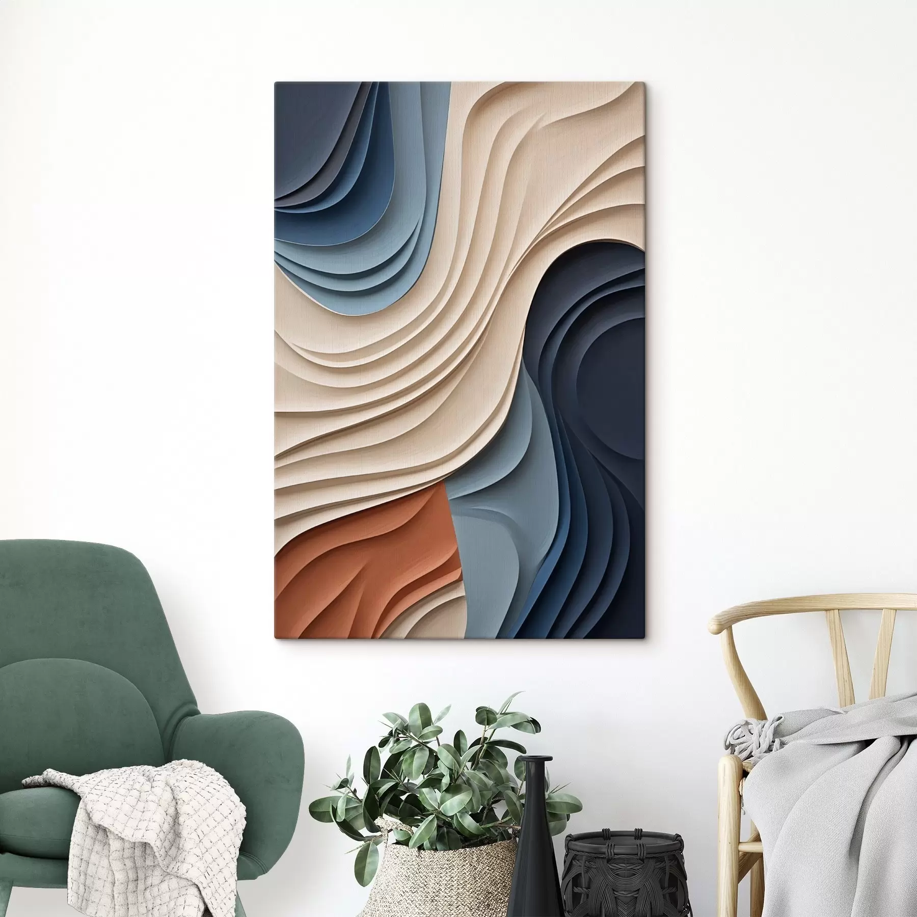  Peintures Plis bleus et terre cuite s50949